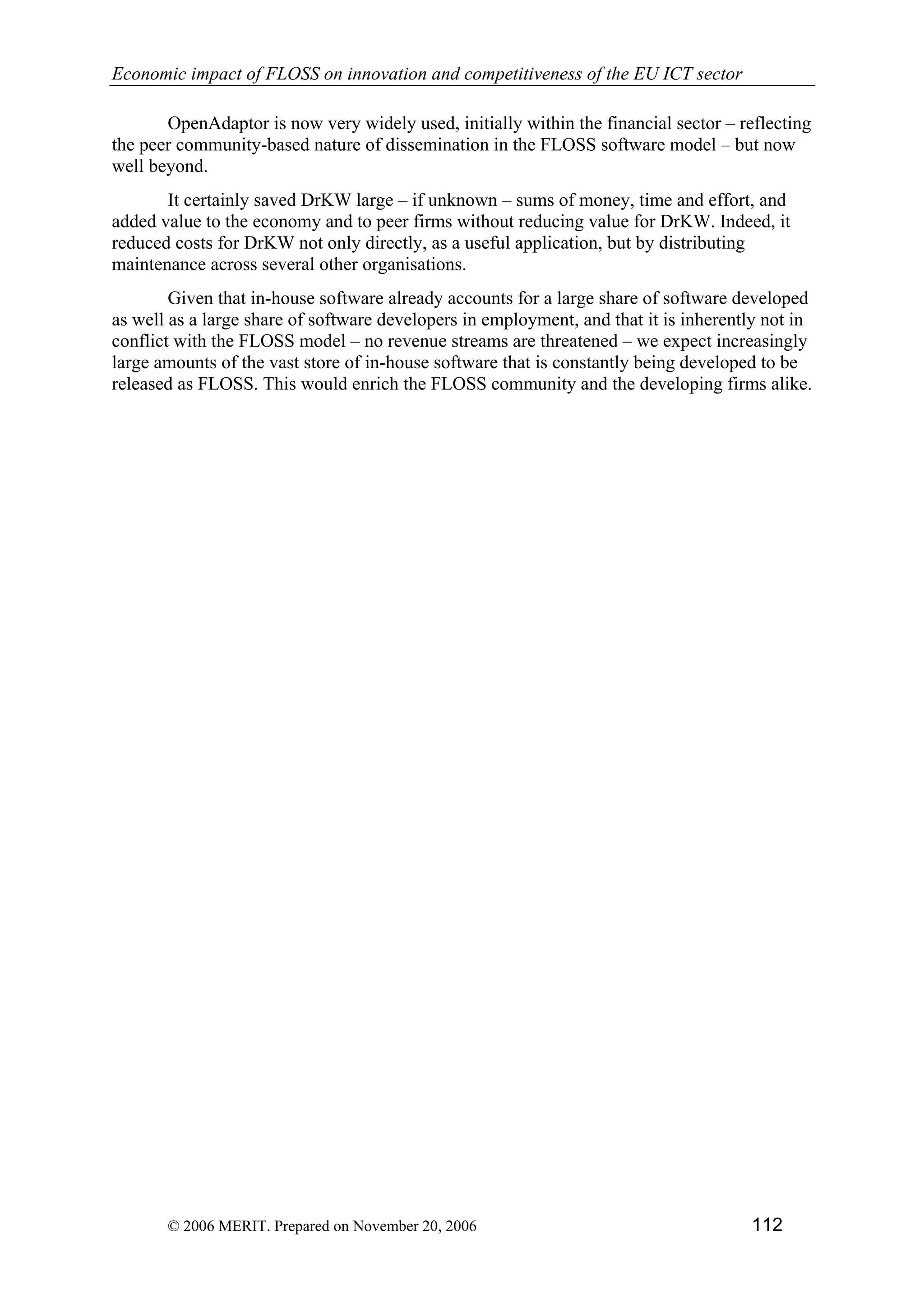 Economic impact of open source software  on innovation and the competitiveness of the  Information and Communication Technologies  (ICT) sector in the EU