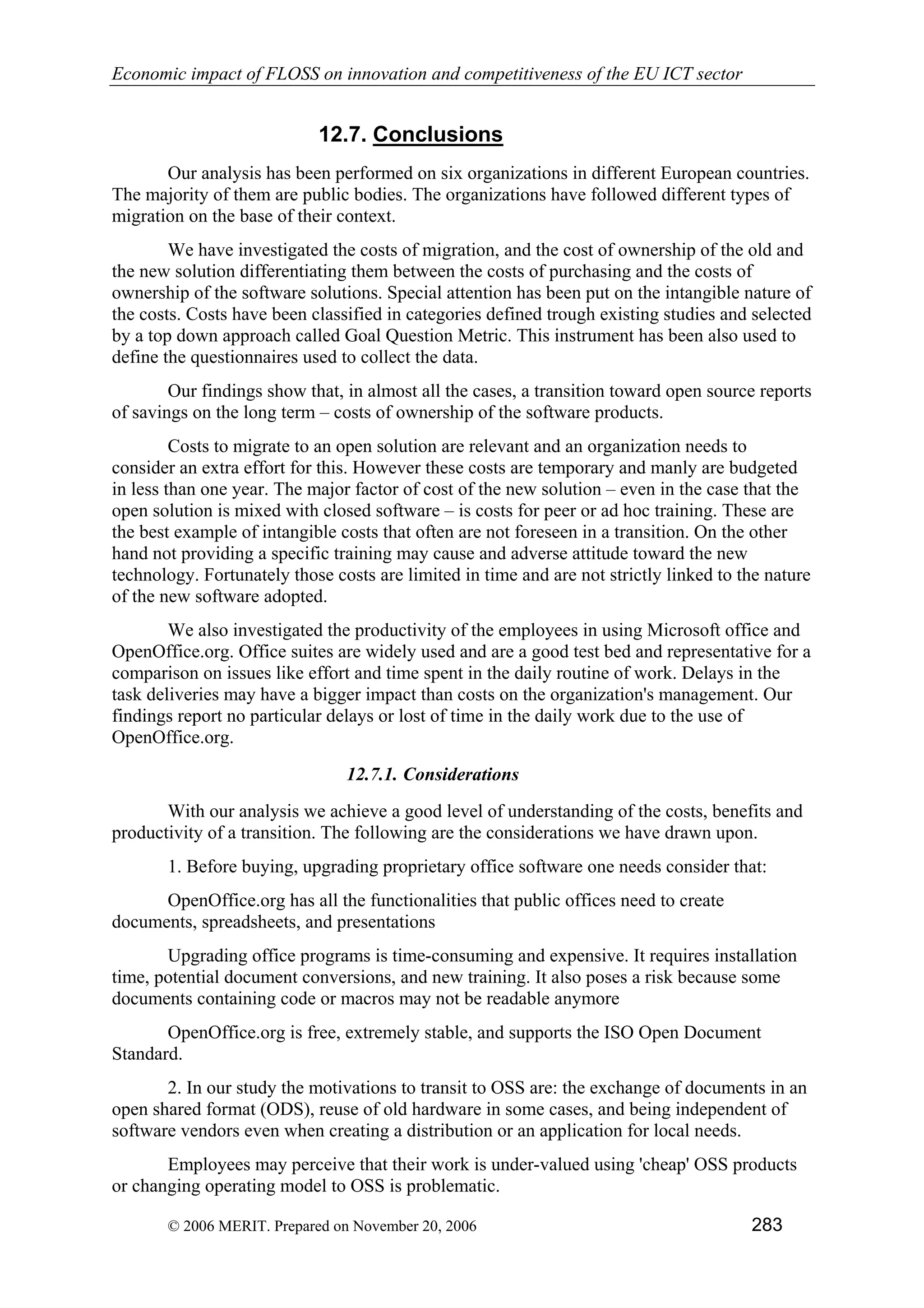 Economic impact of open source software  on innovation and the competitiveness of the  Information and Communication Technologies  (ICT) sector in the EU