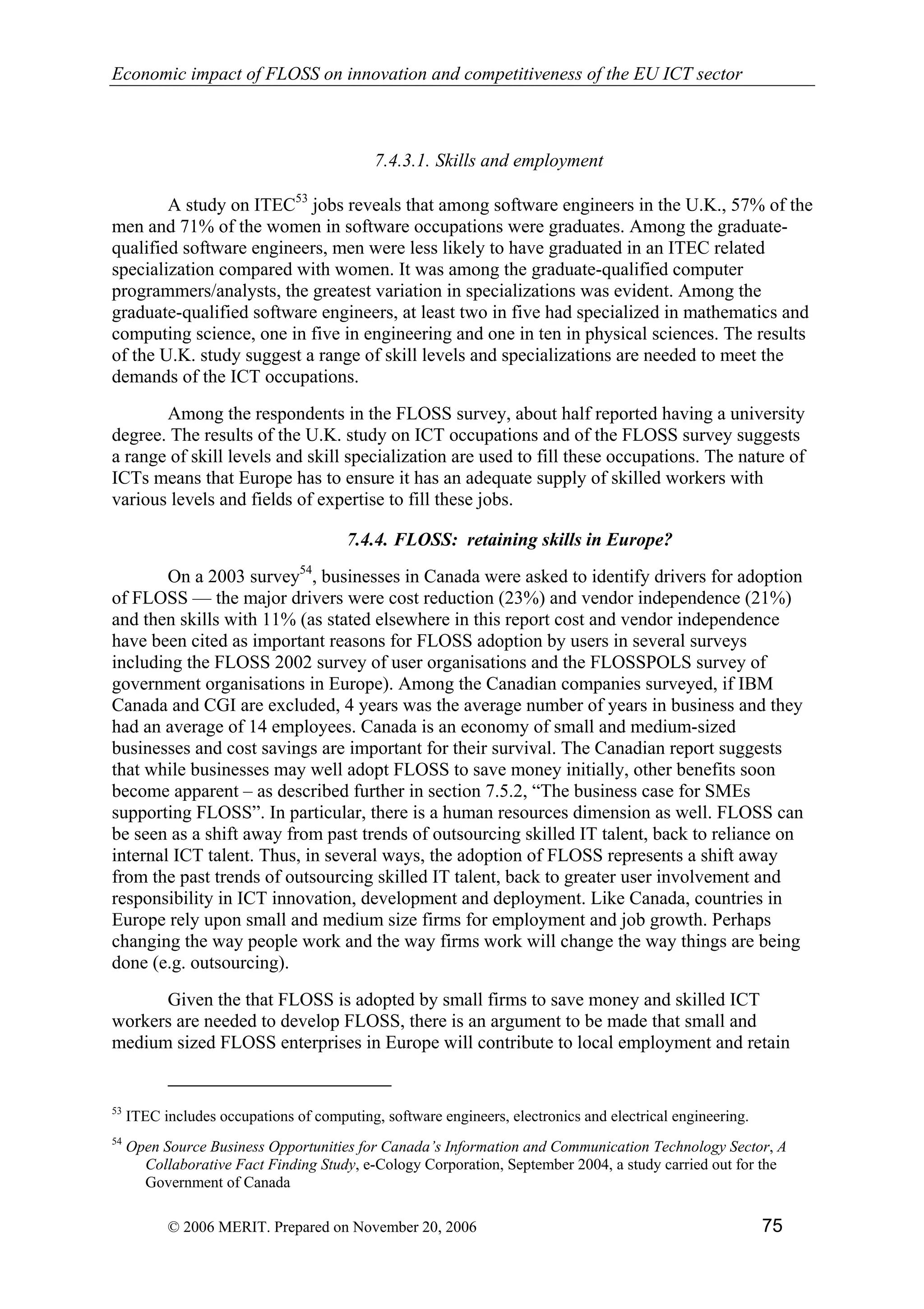 Economic impact of open source software  on innovation and the competitiveness of the  Information and Communication Technologies  (ICT) sector in the EU