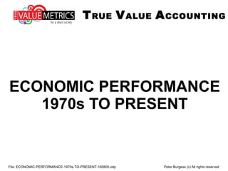 ECONOMIC PERFORMANCE
1970s TO PRESENT
File: ECONOMIC-PERFORMANCE-1970s-TO-PRESENT-160805.odp Peter Burgess (c) All rights reserved
TRUE VALUE ACCOUNTING
 