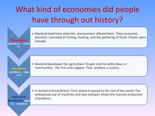 What kind of economies did people have through out history? 