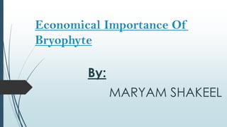 Economical Importance Of
Bryophyte

        By:
              MARYAM SHAKEEL
 