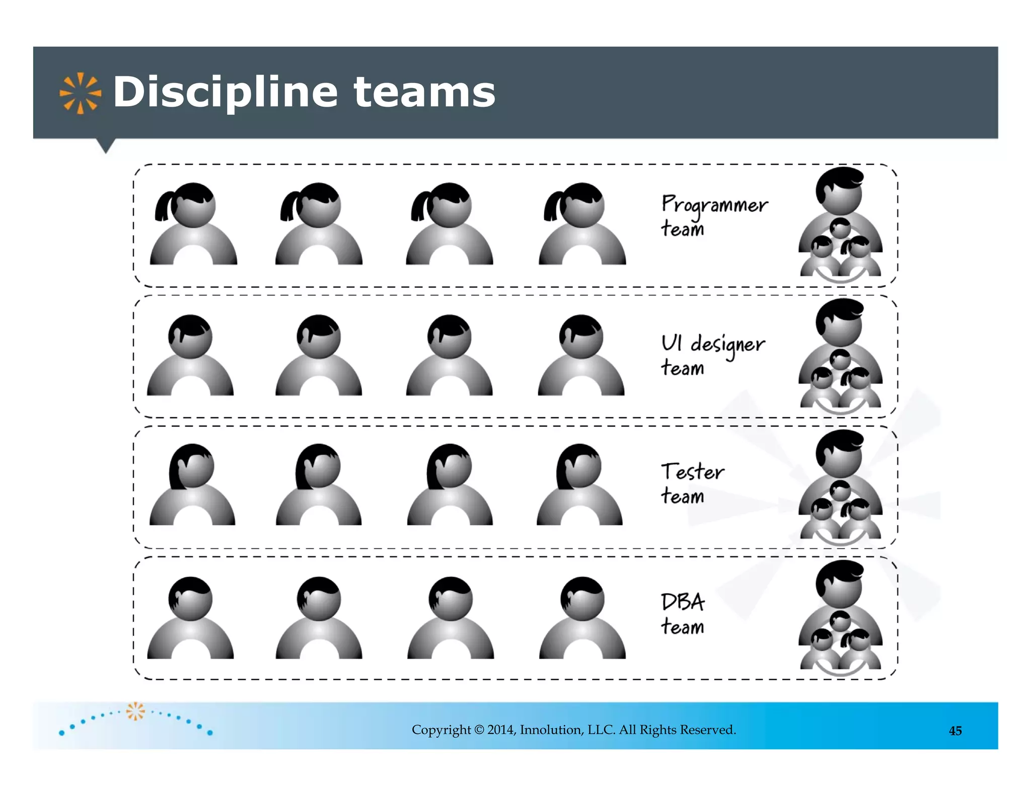 45
Discipline teams
Copyright © 2014, Innolution, LLC. All Rights Reserved.
 
