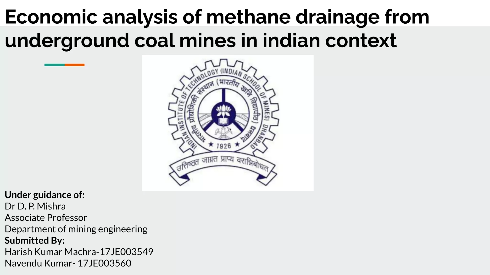 Economic analysis of methane drainage from underground coal mines in ...