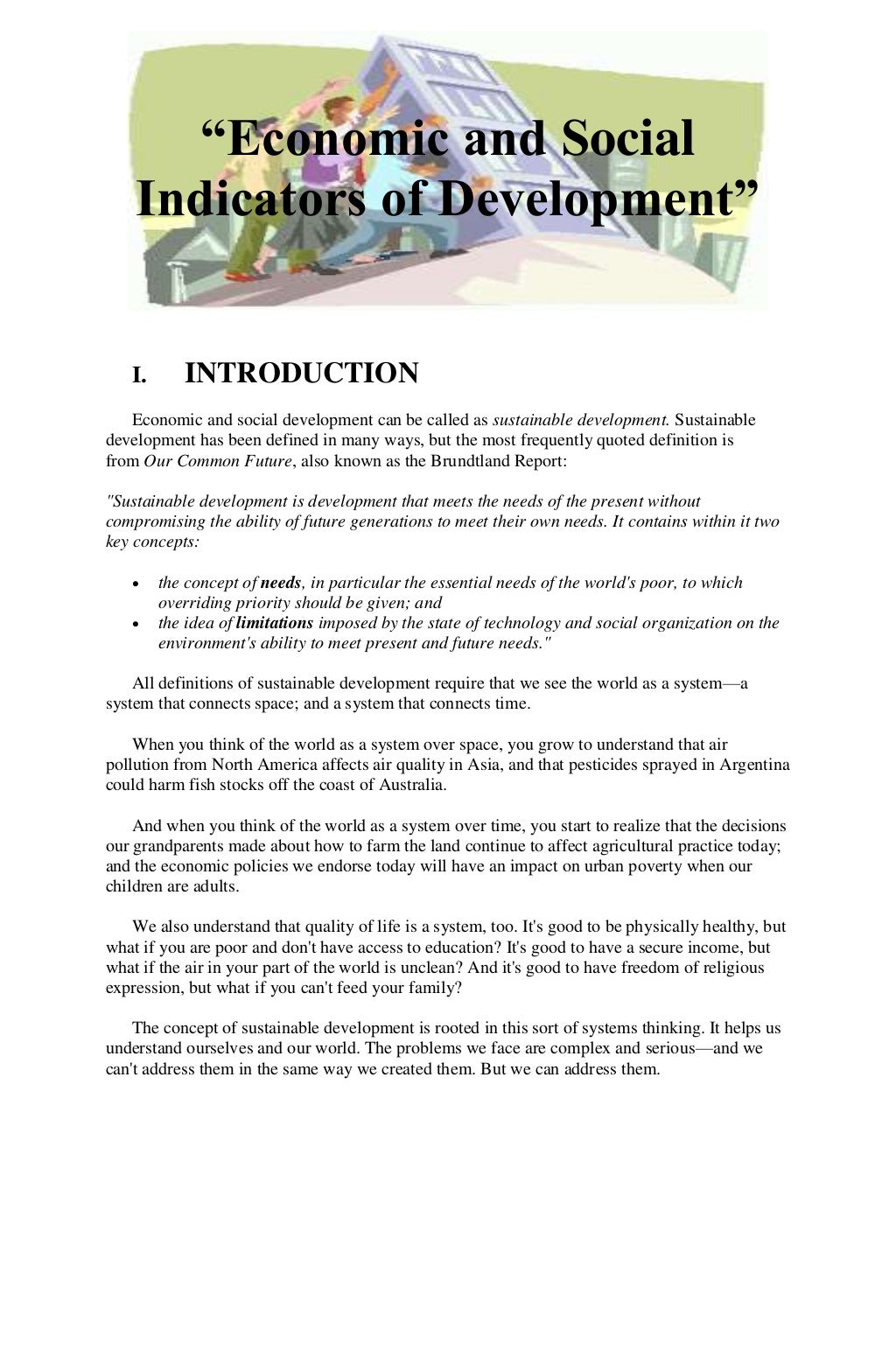 Economic and Social Indicators of Development