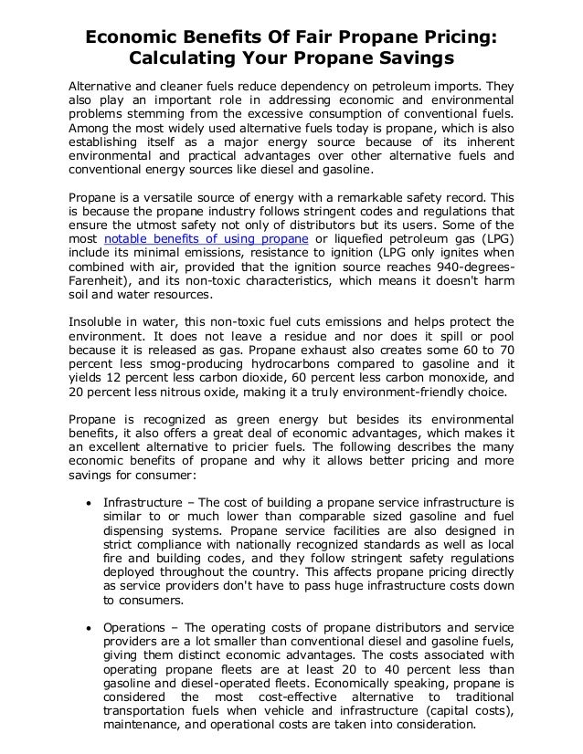 Economic Benefits Of Fair Propane Pricing Calculating Your Propane Savings