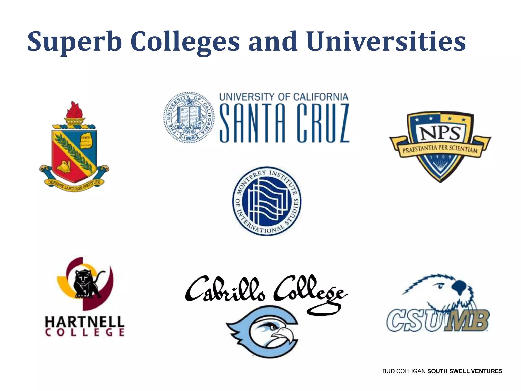 Superb Colleges and Universities

BUD COLLIGAN SOUTH SWELL VENTURES

 