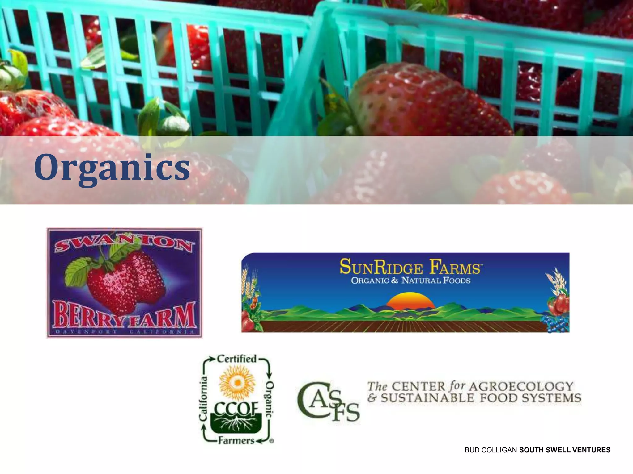 Organics

BUD COLLIGAN SOUTH SWELL VENTURES

 