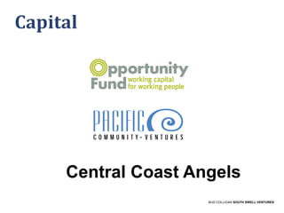 Capital

Central Coast Angels
BUD COLLIGAN SOUTH SWELL VENTURES

 