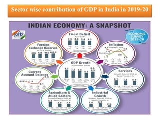Sector wise contribution of GDP in India in 2019-20
 