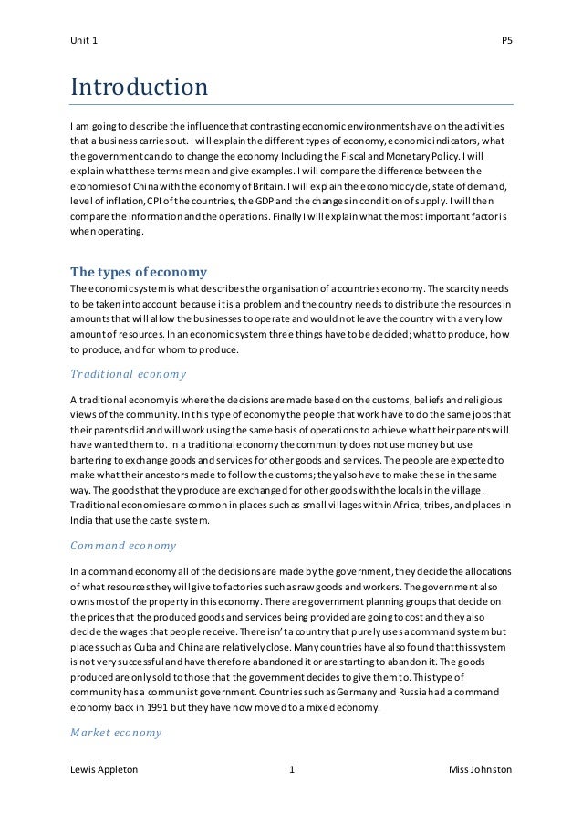 Economic environments