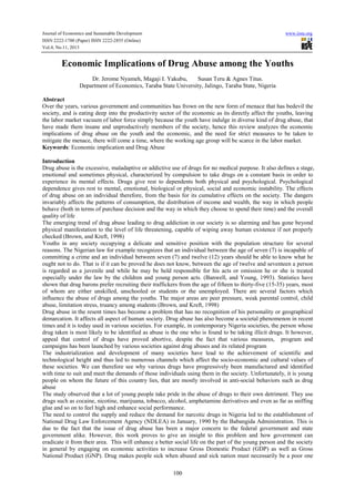 Economic implications of drug abuse among the youths | PDF