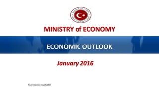 MINISTRY of ECONOMY
ECONOMIC OUTLOOK
January 2016
Recent Update: 12/26/2015
 