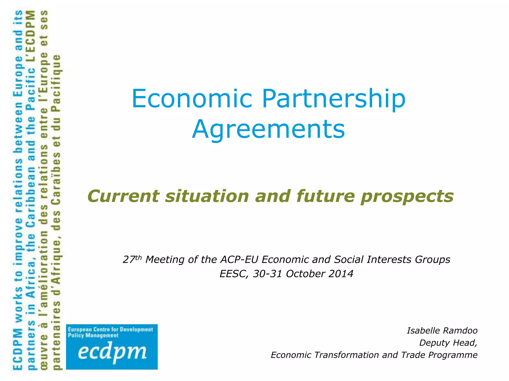 Economic Partnership Agreements: Current situation and future prospects ...