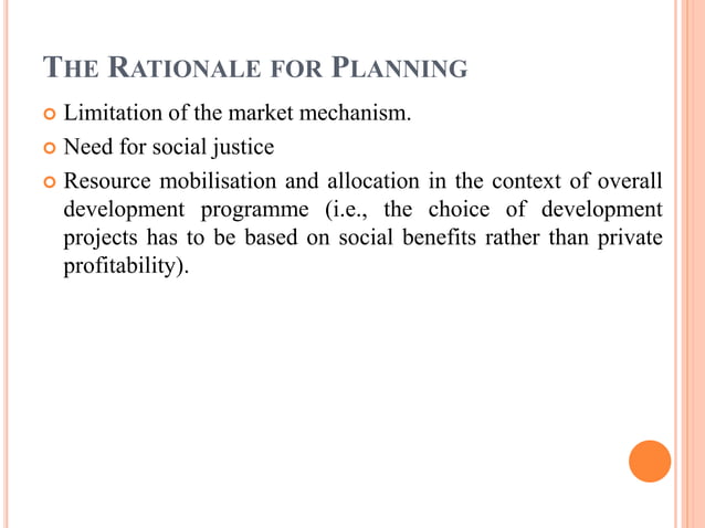 Economic Planning: Rationale, Features and Objectives | PPTX ...