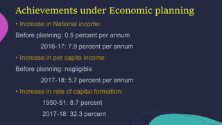 Achievements under Economic planning
 