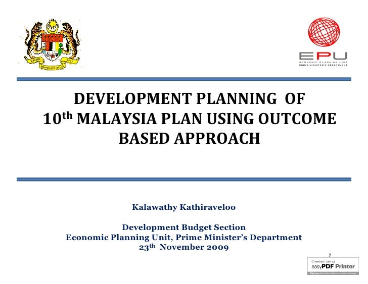 M E Of The Malaysian 10th Development Plan At The Economic Planning U