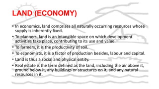 Economic & Non-Economic Characteristics of Land - Video & Lesson