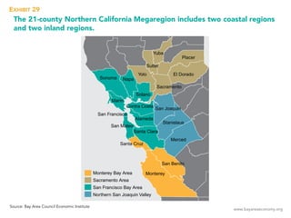 www.bayareaeconomy.org
The 21-county Northern California Megaregion includes two coastal regions
and two inland regions.
EXHIBIT 29
Source: Bay Area Council Economic Institute
 