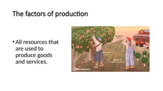 The factors of production
•All resources that
are used to
produce goods
and services.
 