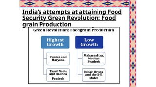 India’s attempts at attaining Food
Security Green Revolution: Food
grain Production
 