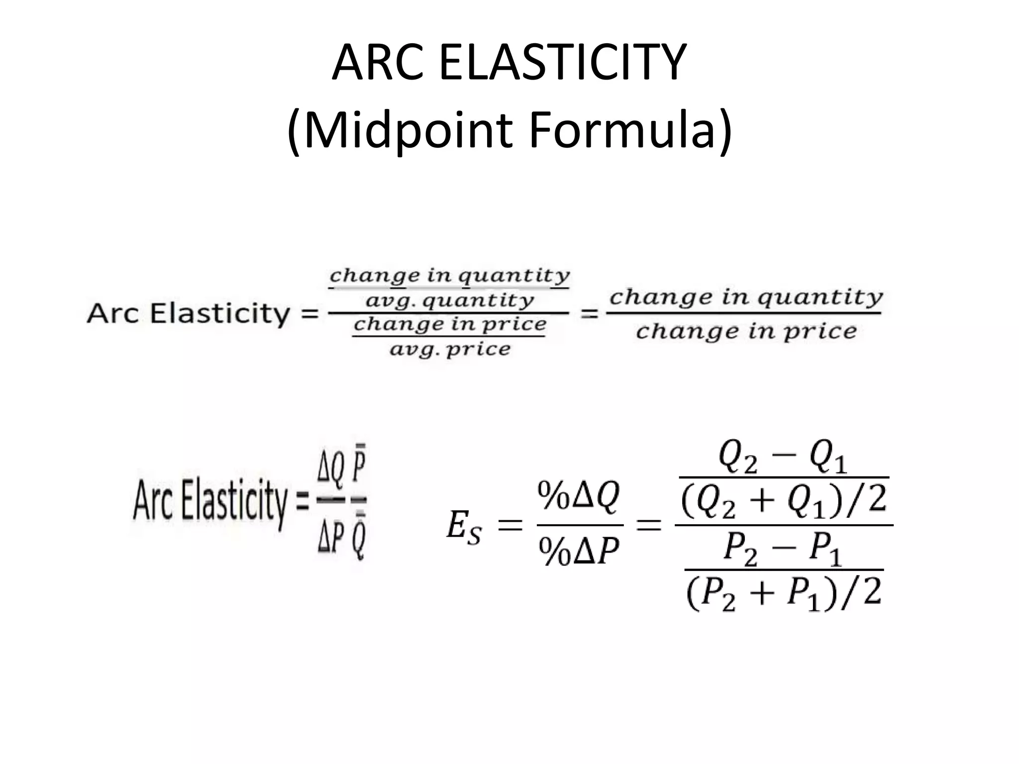 ARC ELASTICITY
(Midpoint Formula)
 