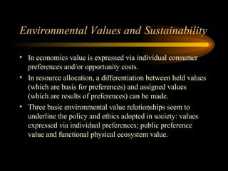 Economics Of Environmental Sustainability | PPT