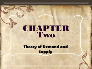 MAIN TITLE
• YOUR BUSINESS PURPOSE
YOUR
BUSINESS
NAME
Theory of Demand and
Supply
CHAPTER
Two
 