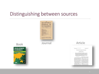 3
Distinguishing between sources
Book Journal Article
 