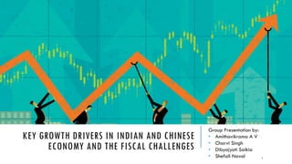 KEY GROWTH DRIVERS IN INDIAN AND CHINESE
ECONOMY AND THE FISCAL CHALLENGES
Group Presentation by:
• Amithavikrama A V
• Charvi Singh
• Dibyajyoti Saikia
• Shefali Naval 1
 