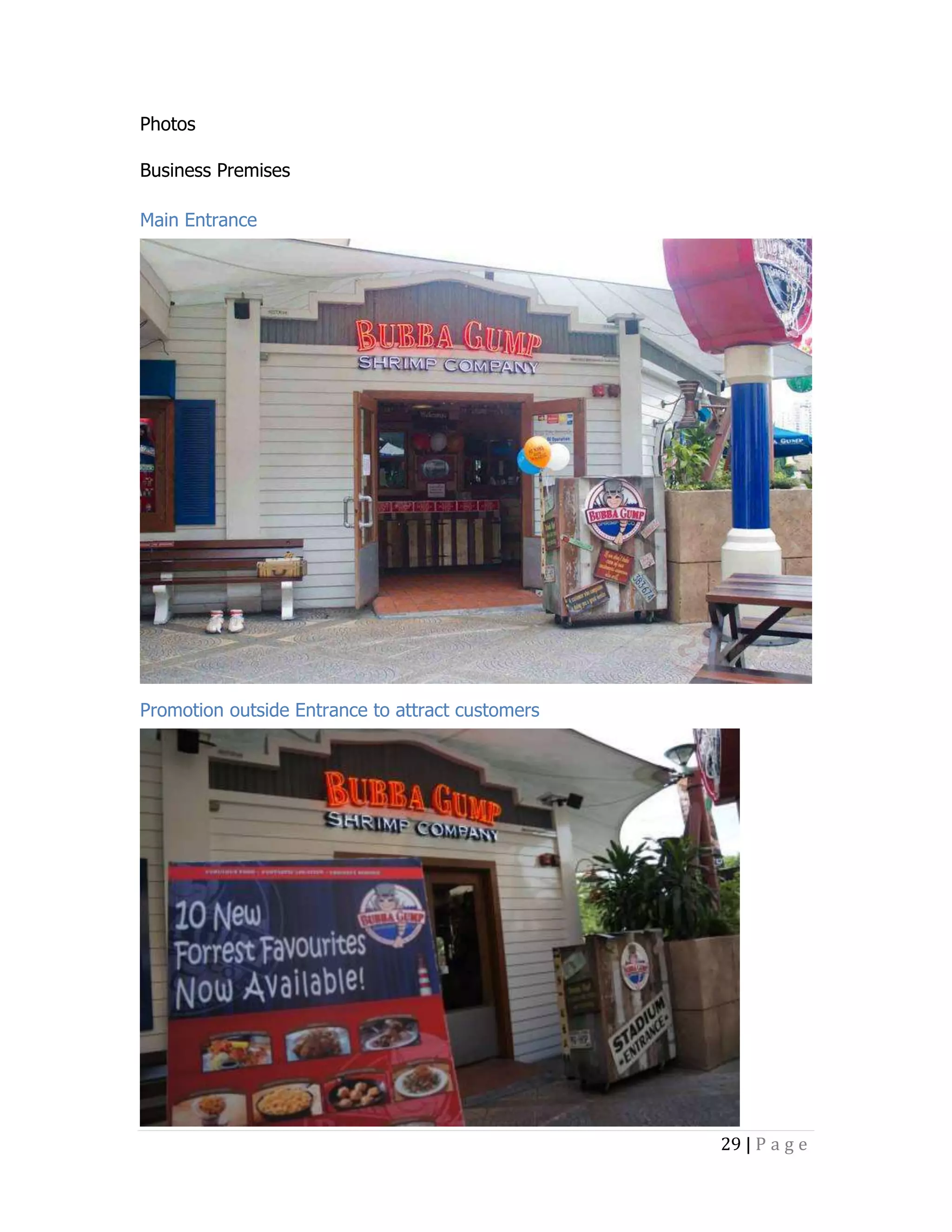 Photos
Business Premises
Main Entrance

Promotion outside Entrance to attract customers

29 | P a g e

 