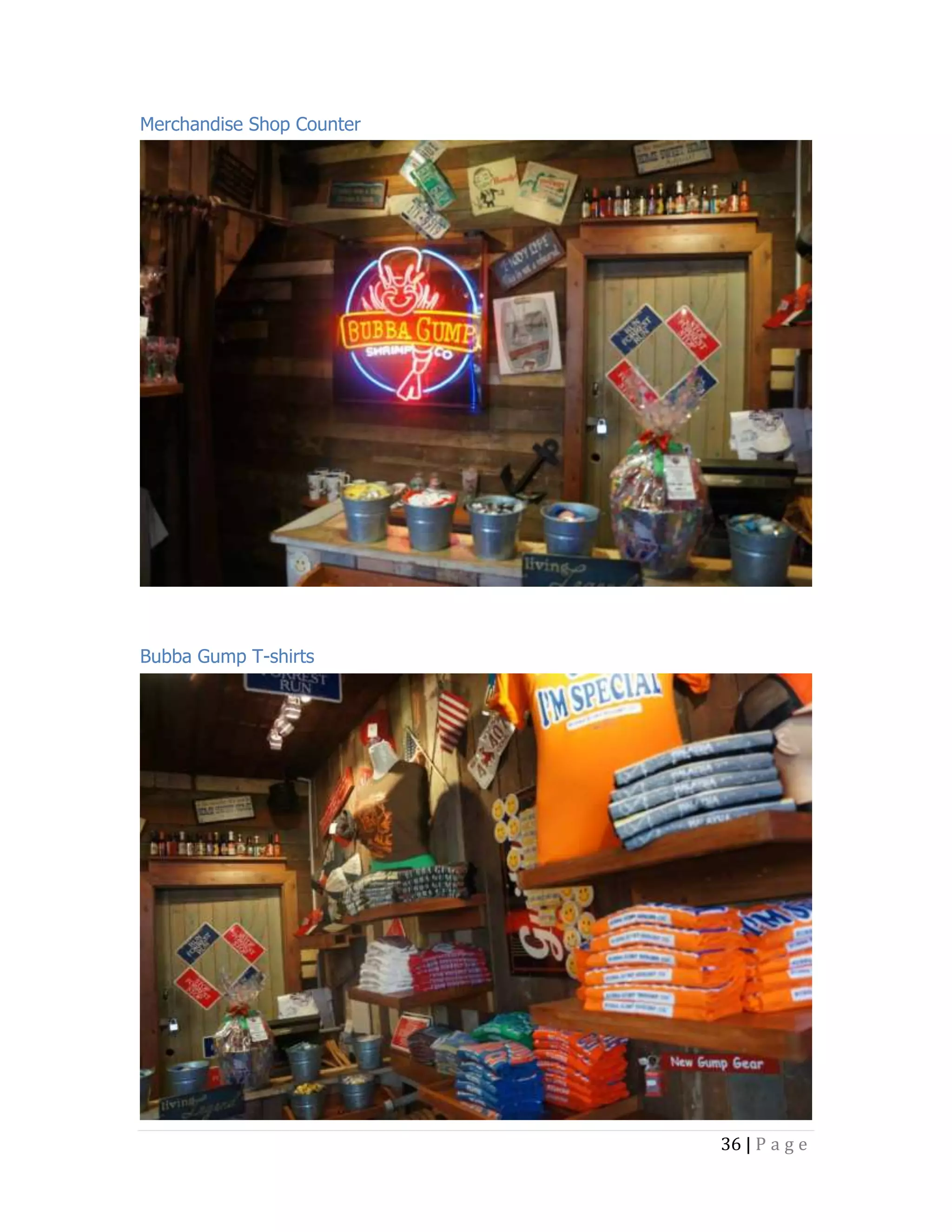 Merchandise Shop Counter

Bubba Gump T-shirts

36 | P a g e

 