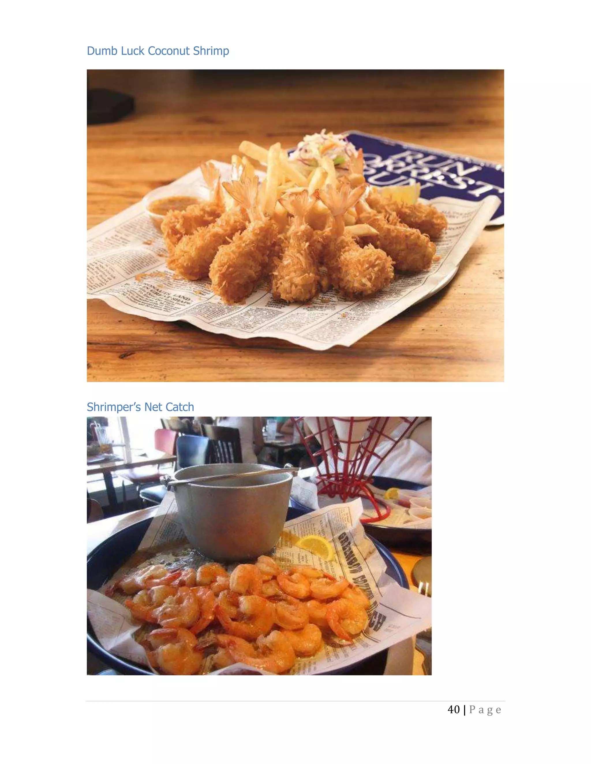 Dumb Luck Coconut Shrimp

Shrimper’s Net Catch

40 | P a g e

 