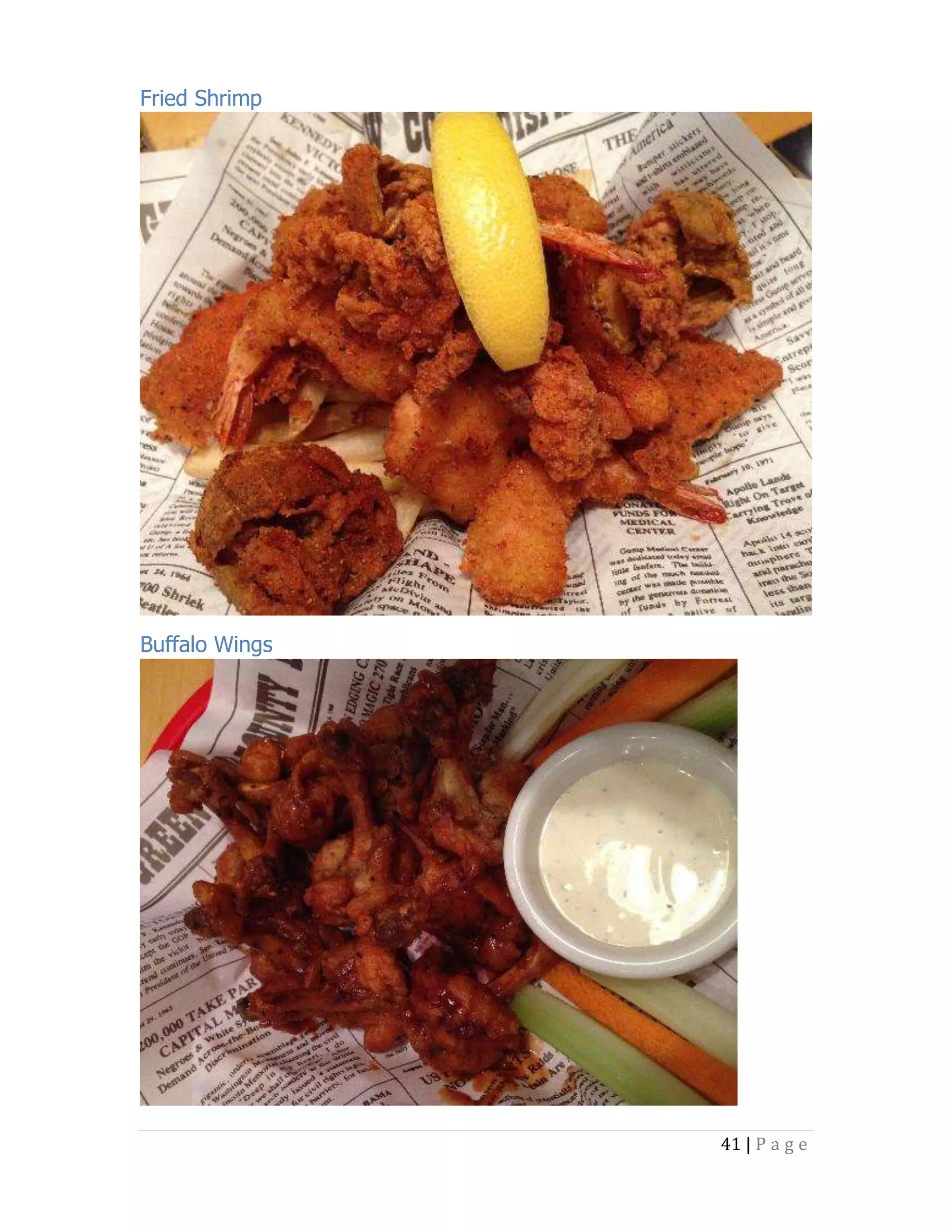 Fried Shrimp

Buffalo Wings

41 | P a g e

 