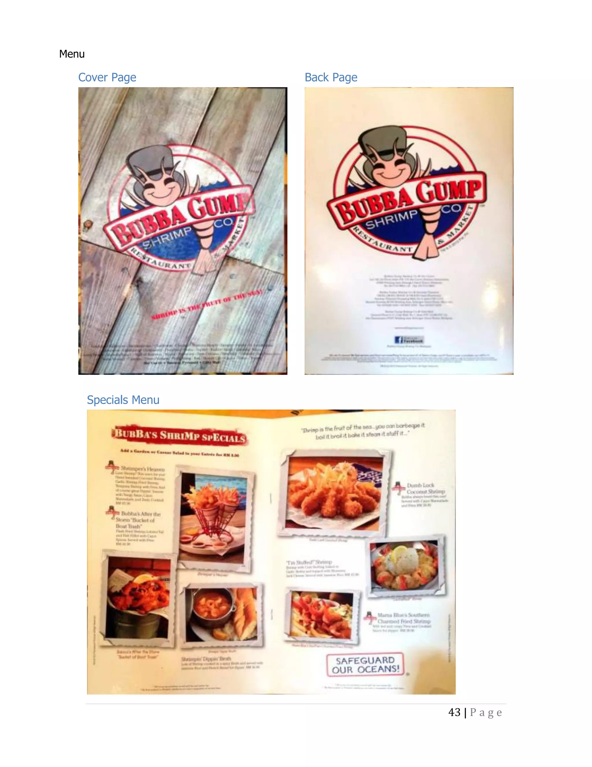 Menu

Cover Page

Back Page

Specials Menu

43 | P a g e

 