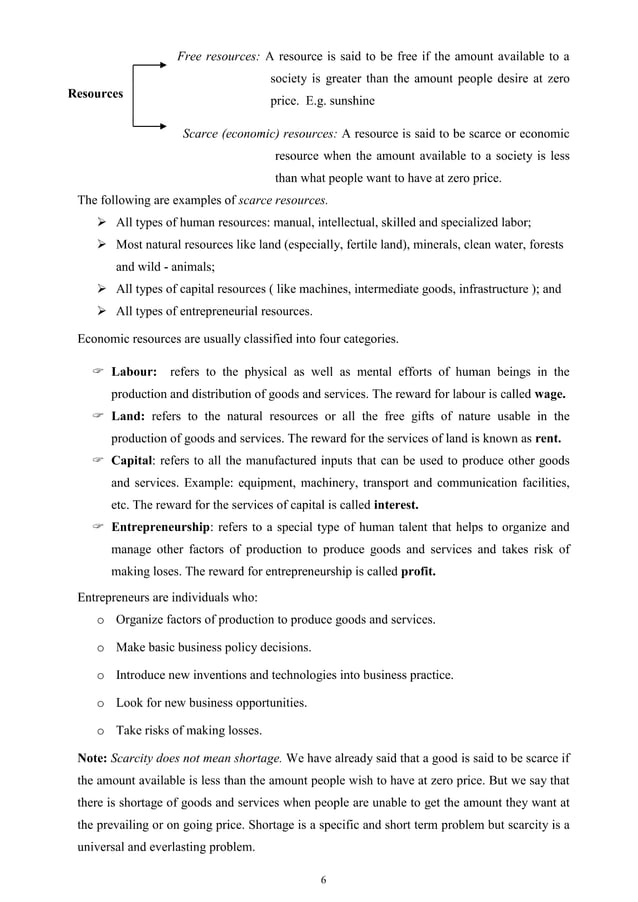 ECONOMICS Module Chapter 1 for Freshman 1st Semester Students | PDF ...