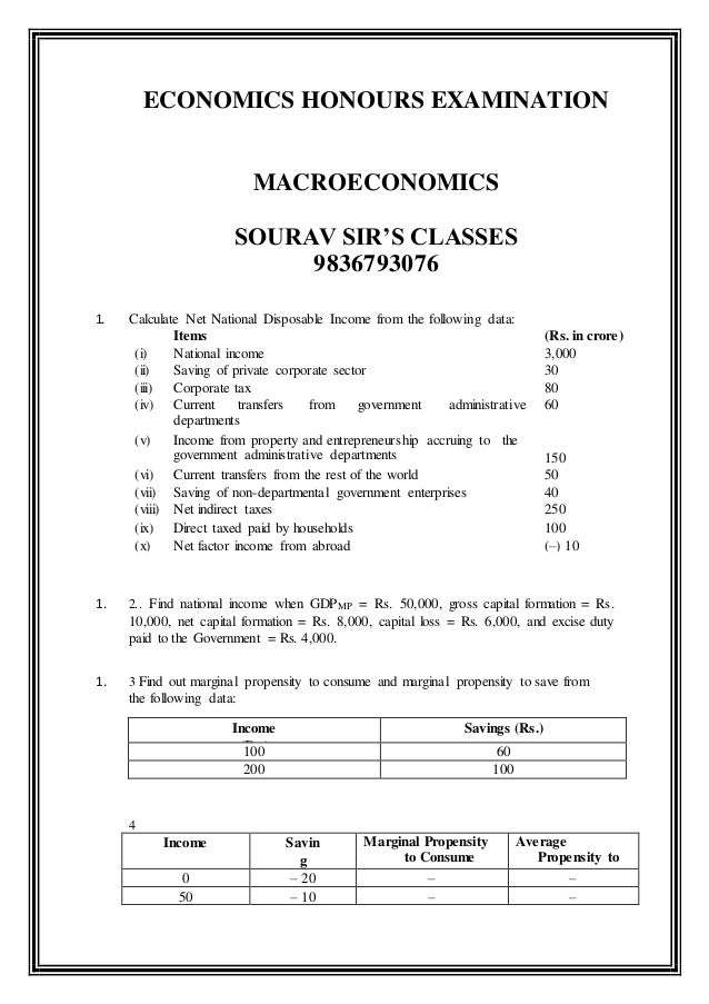 Economics honours examinati on macroeconomics sourav sir's classes 98…