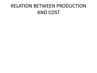 RELATION BETWEEN PRODUCTION
AND COST
 