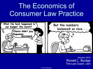 The Economics of Consumer Law Practice Houston 2012 Ronald L. Burdge The Law Coach .com © 2012 RLBurdge 