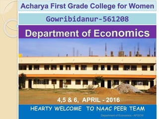 Department of Economics - AFGCW
4,5 & 6, APRIL - 2016
 