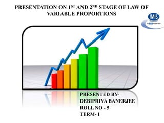 PRESENTATION ON 1ST AND 2ND STAGE OF LAW OF
VARIABLE PROPORTIONS
PRESENTED BY-
DEBIPRIYA BANERJEE
ROLL NO - 5
TERM- I
 