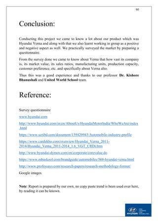 Hyundai Questionnaire.pdf A Study on Hyundai Verna 2018 Report (MBA Project) | PDF