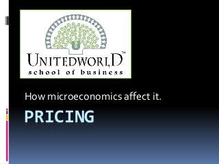 PRICING
How microeconomics affect it.
 