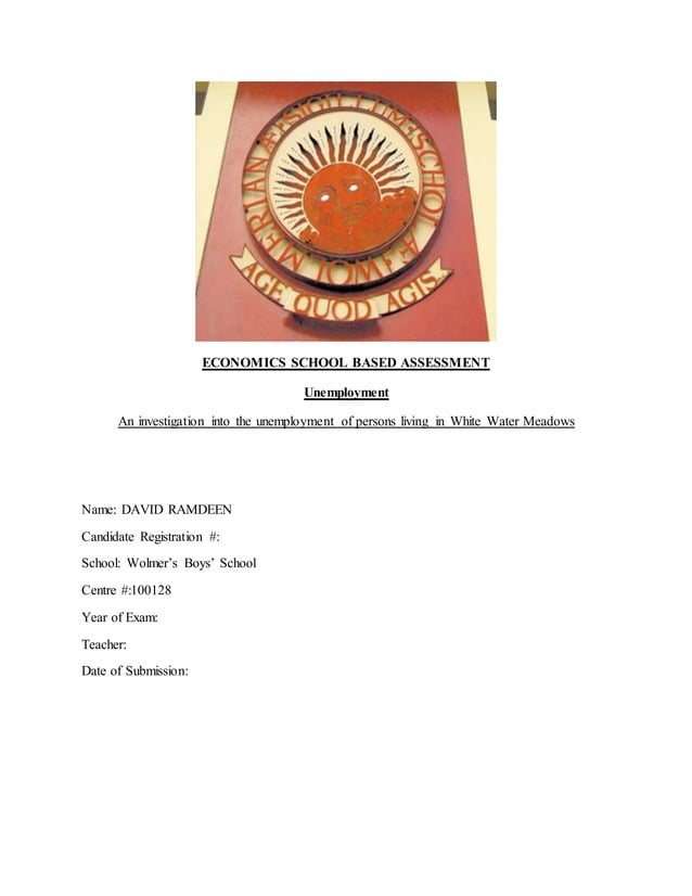 Economics CSEC SBA Sample PDF