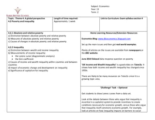Topic: Theme 4: A global perspective
4.2 Poverty and inequality
Length of time required:
Approximately 1 week
Link to Curr...