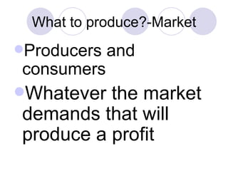 What to produce?-Market ,[object Object],[object Object]