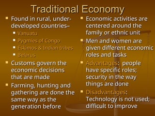 Traditional Economic Model Economic Systems Comparison Basics .ppt