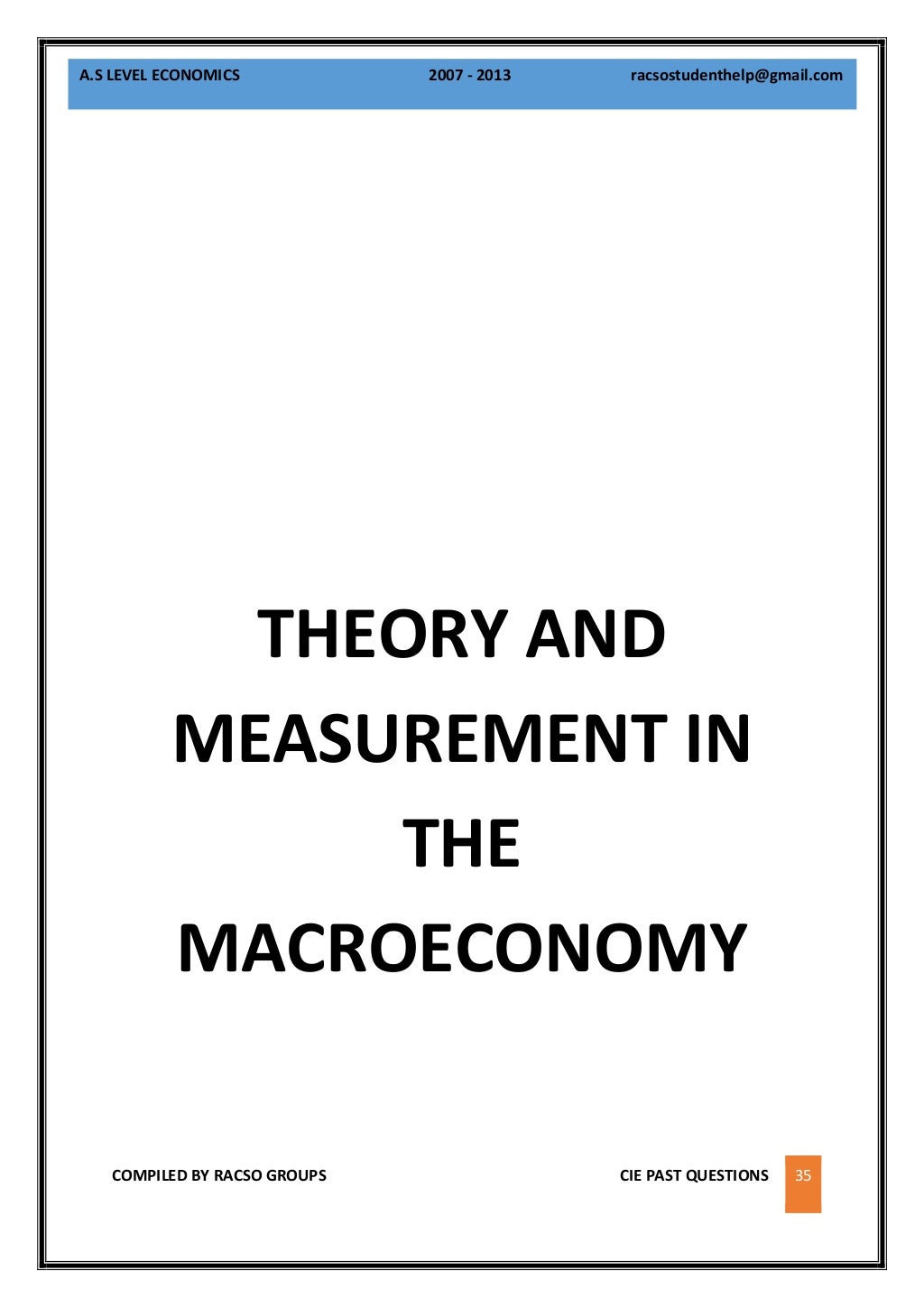 AS Level Economics Cambridge Examinations Compiled Questions With An 