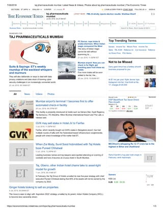 Economictimes indiatimes.com topic taj pharmaceuticals mumbai