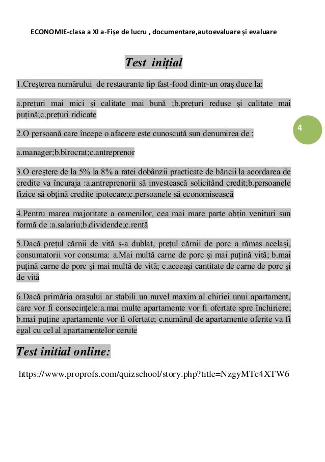 Economie Caiet De Lucru